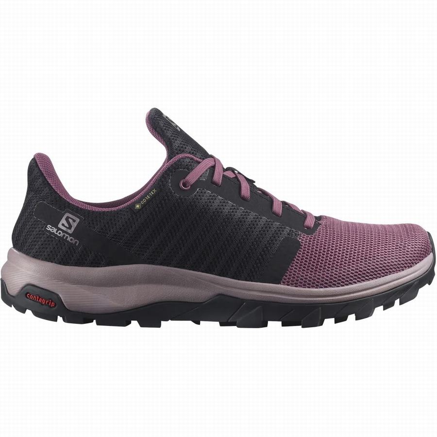 Salomon Outbound Prism Gore-tex Vandringsskor Dam Svarta/Lila [QIN2660QY]